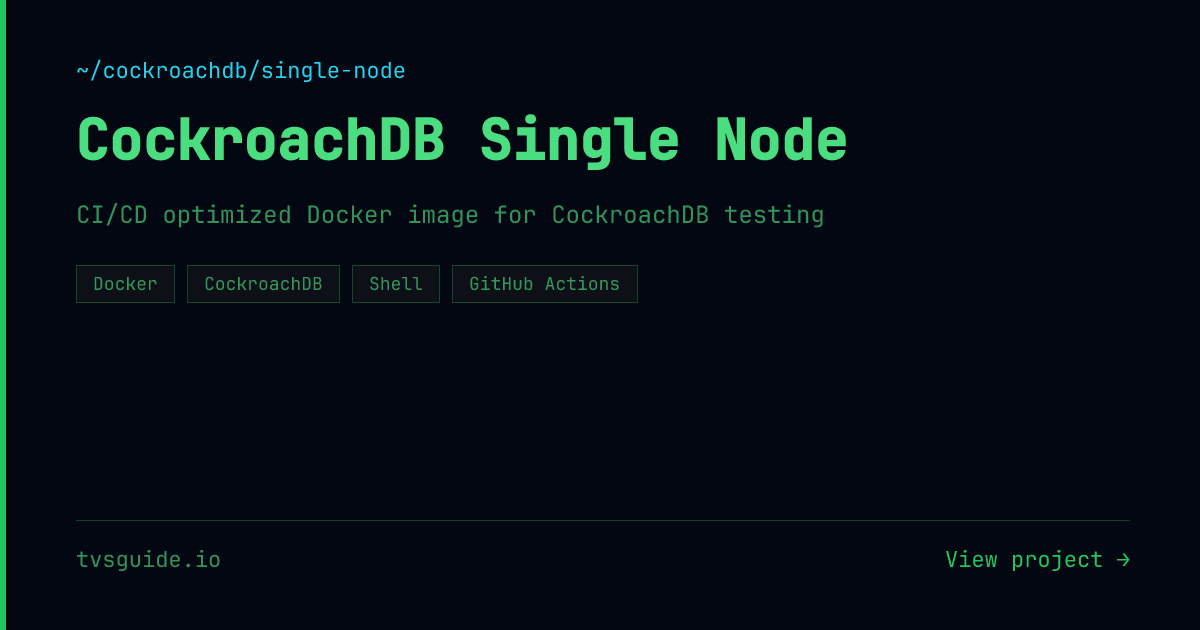 CockroachDB Single Node | tvsguide.io