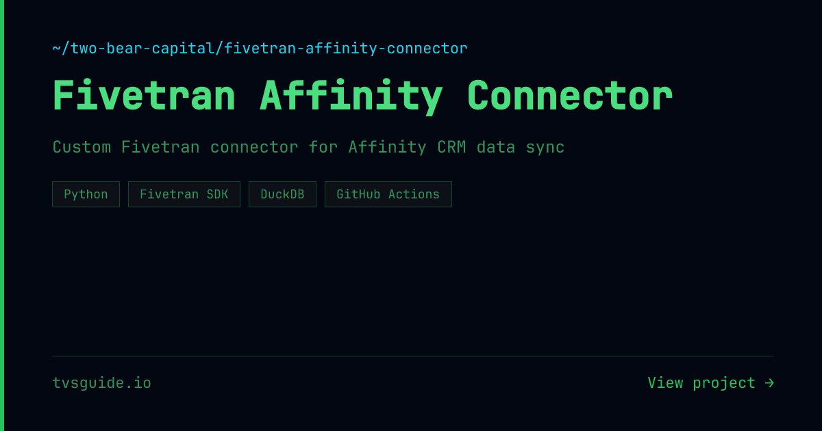 Fivetran Affinity Connector | tvsguide.io